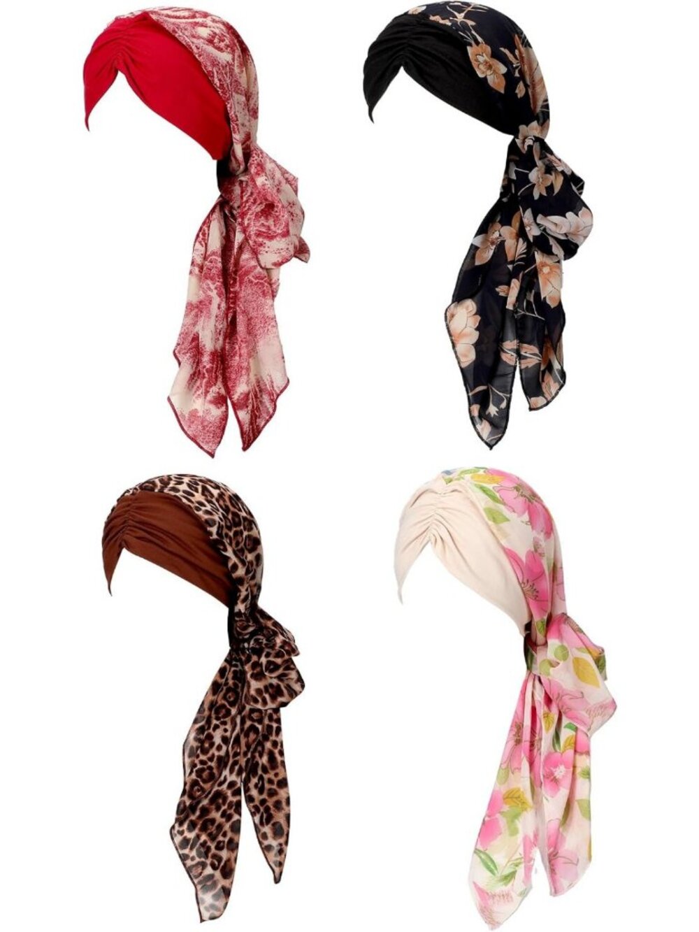 4 Pcs Women's Chemo Headwear, Stylish Turbans & Scarves for Cancer Patients